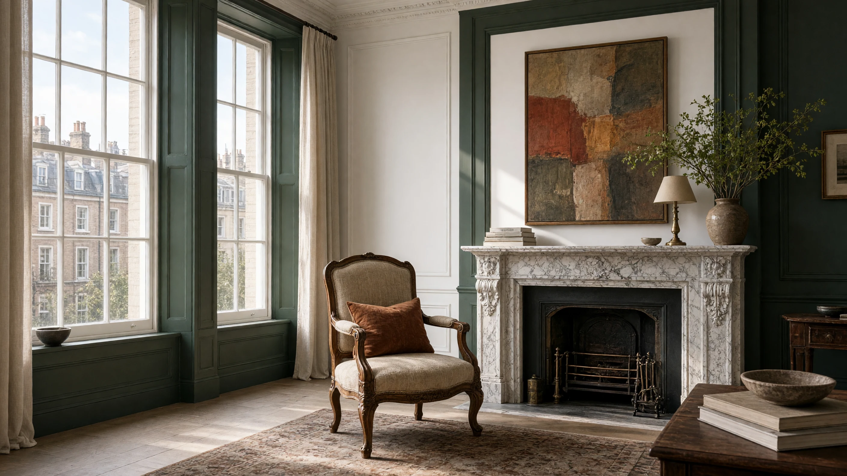 A well-worn armchair kept by the fire