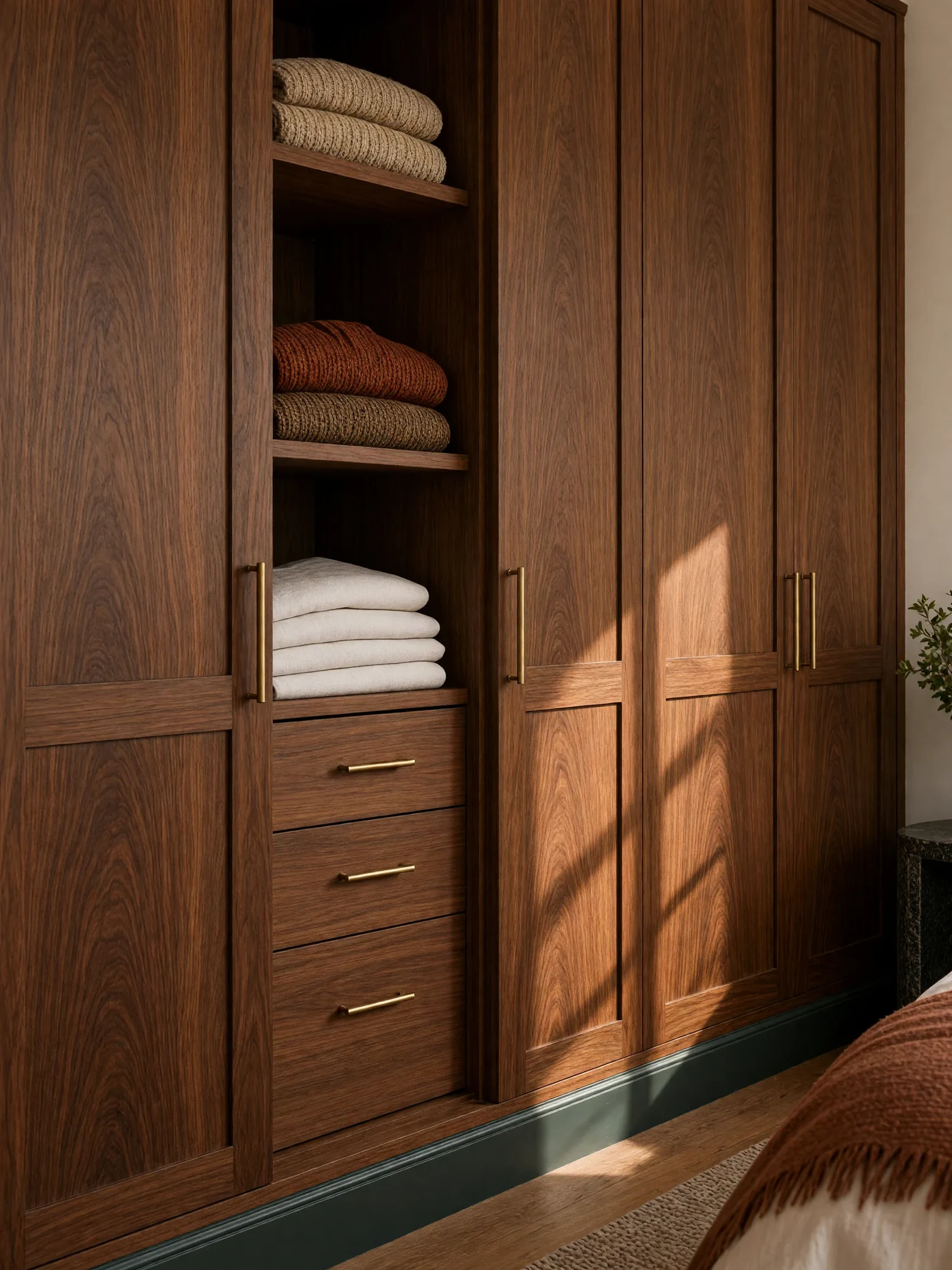 Fitted wardrobes and handle placement